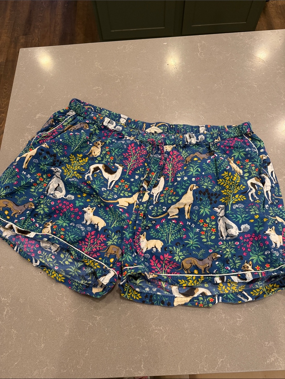 Printfresh Navy Floral & Dog-Print Lounge Shorts